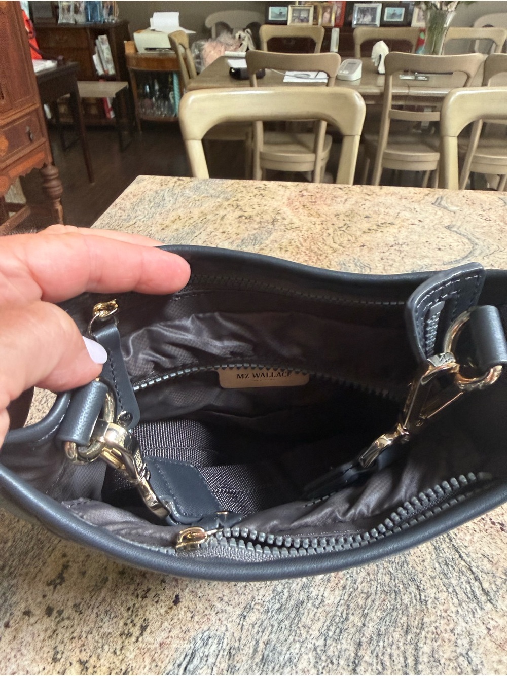 MZ Wallace Quilted Small Crossbody in Charcoal - Picture 5 of 5